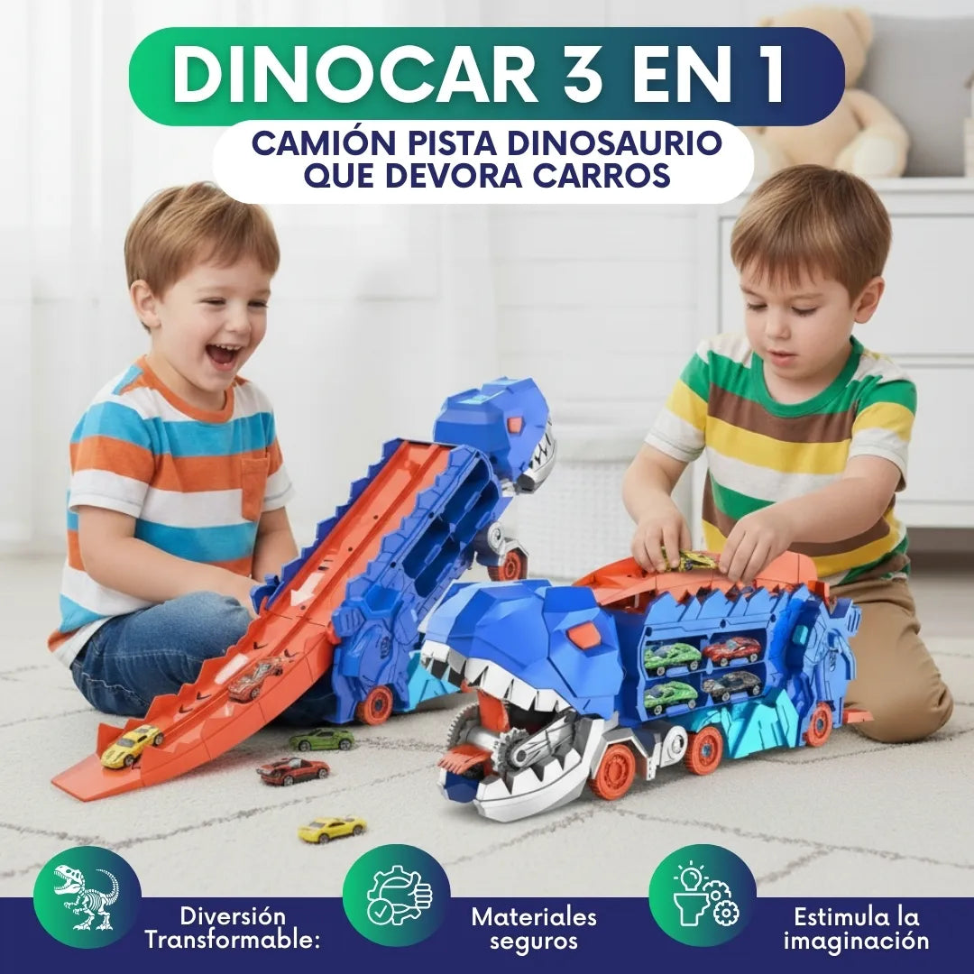 DinoCar 3 en 1 – Camión pista dinosaurio que devora carros