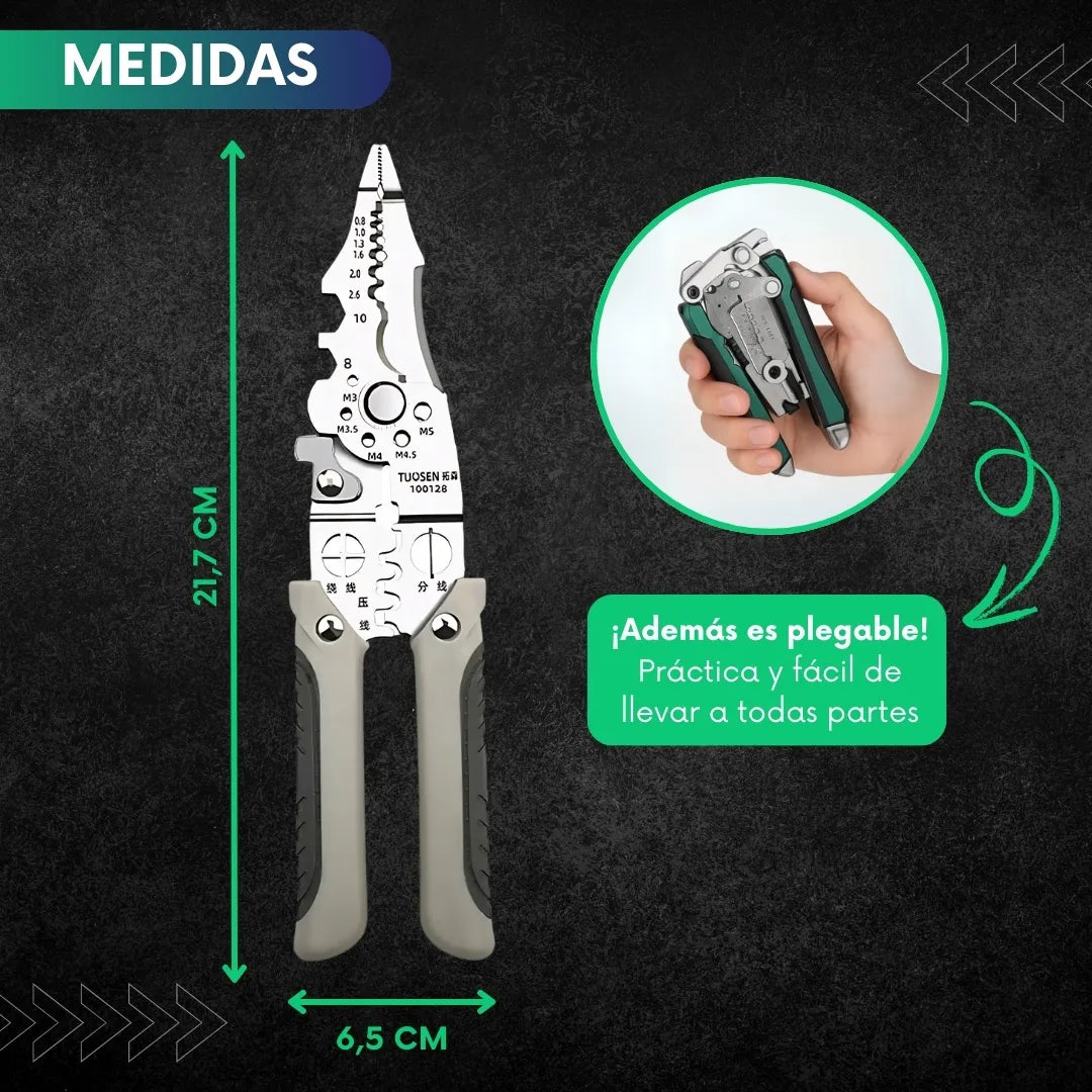 Alicate pelacables multifuncional plegable 18 en 1