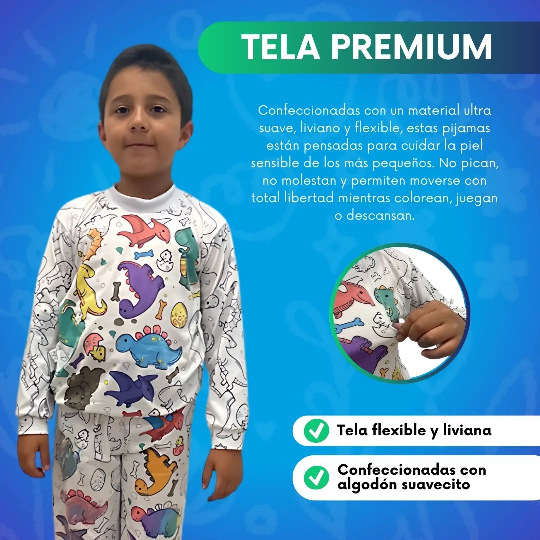 Pijama mágica Coloreable y Lavable + 12 Marcadores 🎁