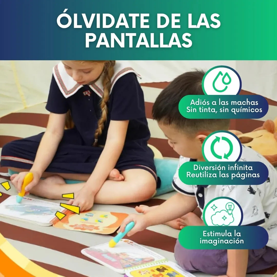 Libro mágico reutilizable de agua para colorear + Bolígrafo I 2x1
