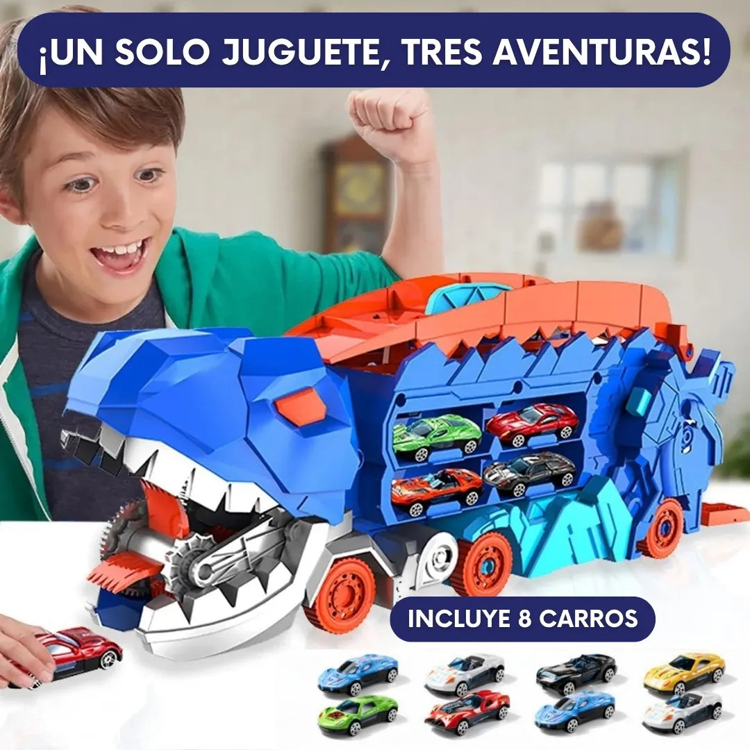 DinoCar 3 en 1 – Camión pista dinosaurio que devora carros