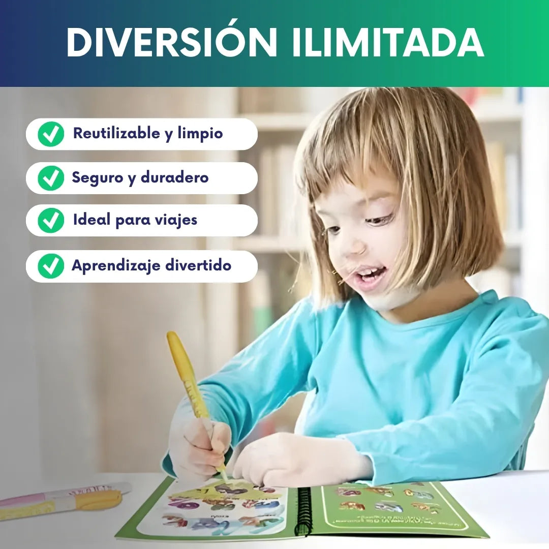 Libro mágico reutilizable de agua para colorear + Bolígrafo I 2x1
