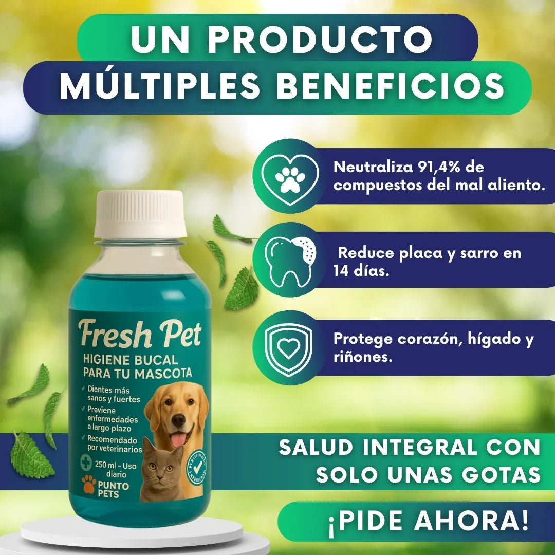 Fresh Pet - gotas naturales para el mal aliento de tu mascota
