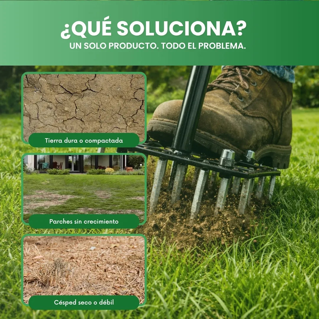 TerraPúa™ - Aireador de cesped con 15 púas de hierro