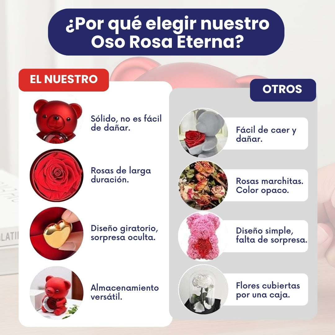 Oso Rosa Eterna + Collar 🎁