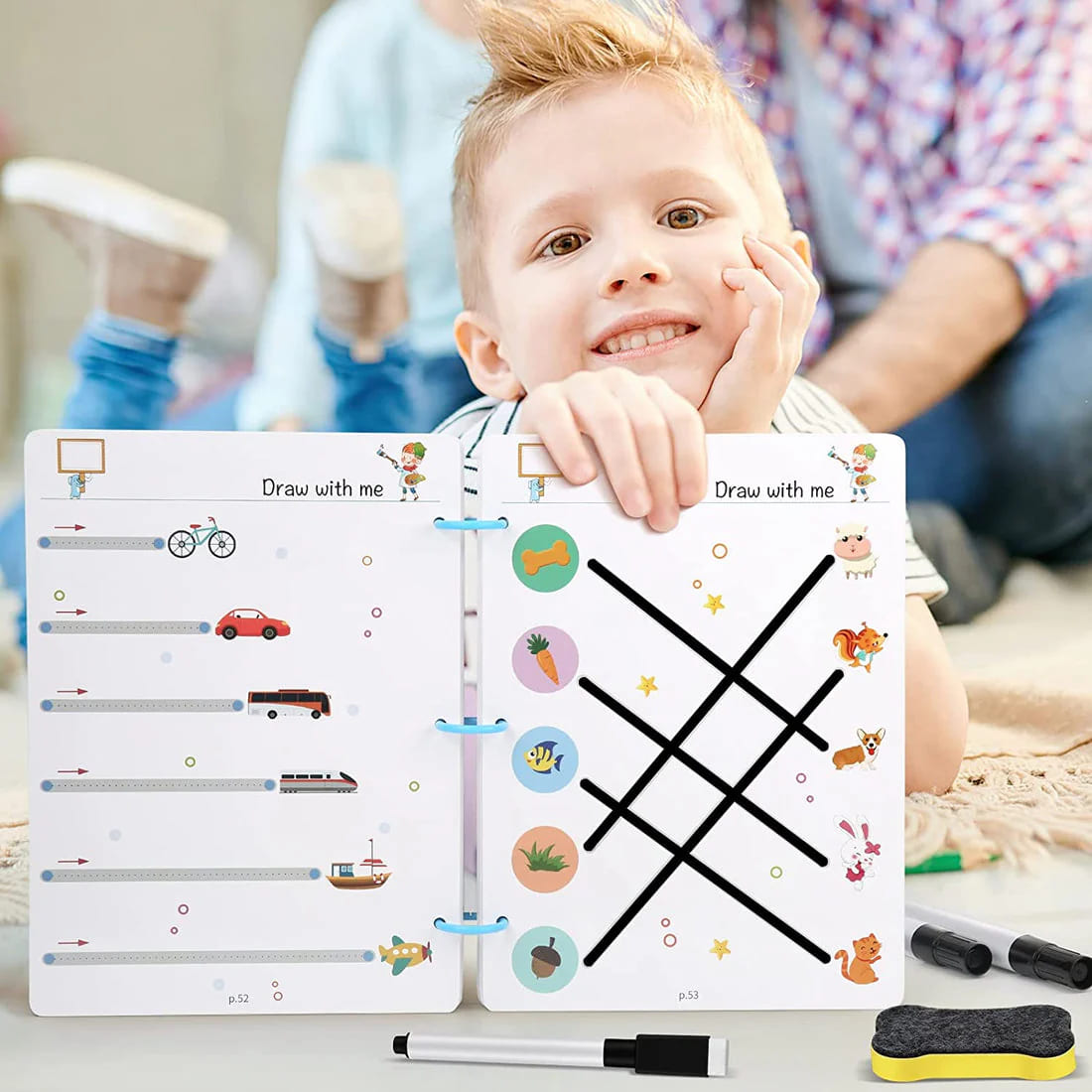 Libro Montessori mágico de trazos reutilizable + eBook 🎁