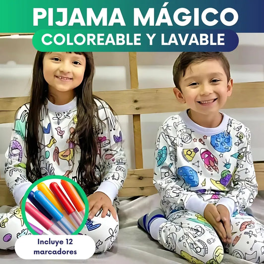 Pijama mágica Coloreable y Lavable + 12 Marcadores 🎁