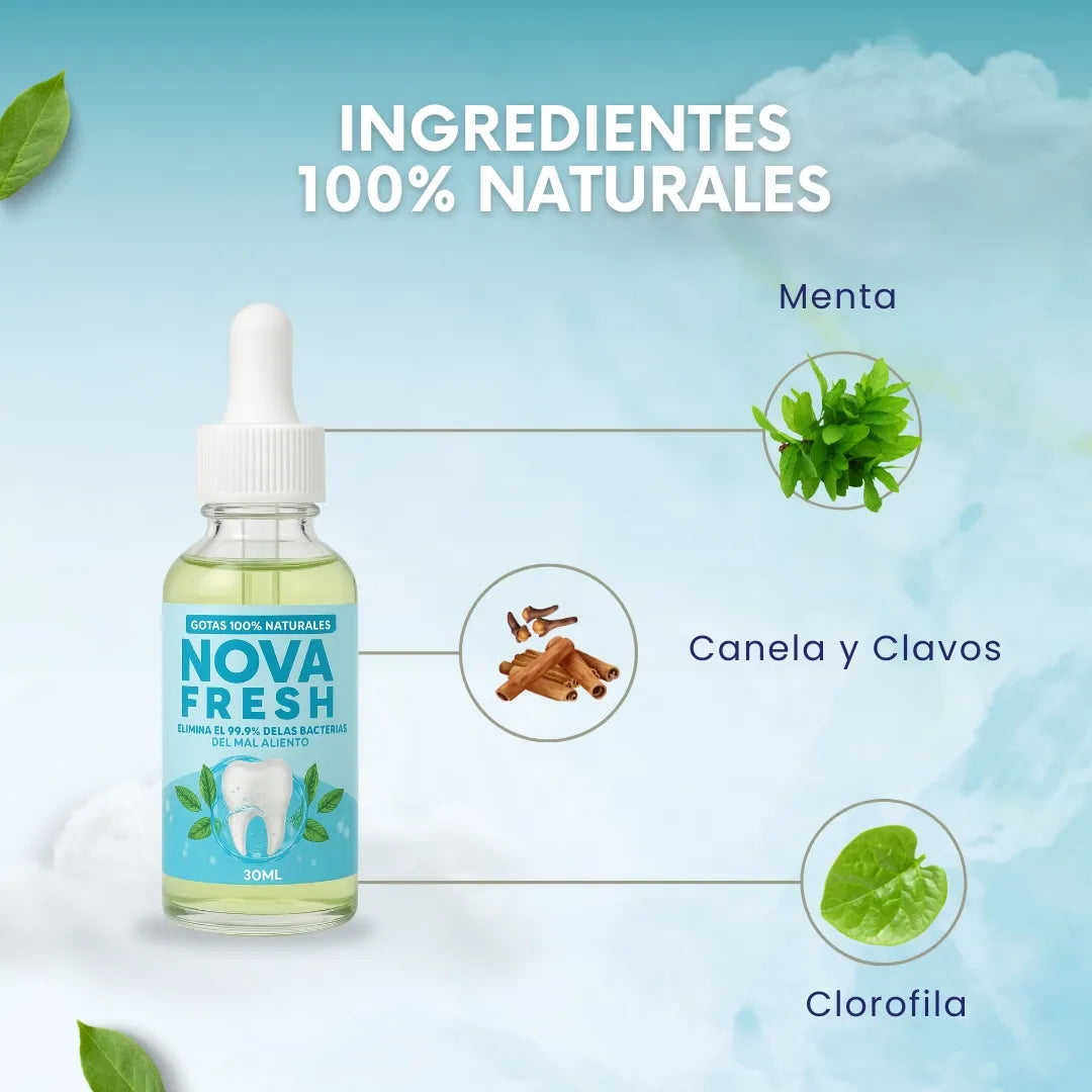 Novafresh - Gotas naturales para el aliento 2x1 + eBook 🎁