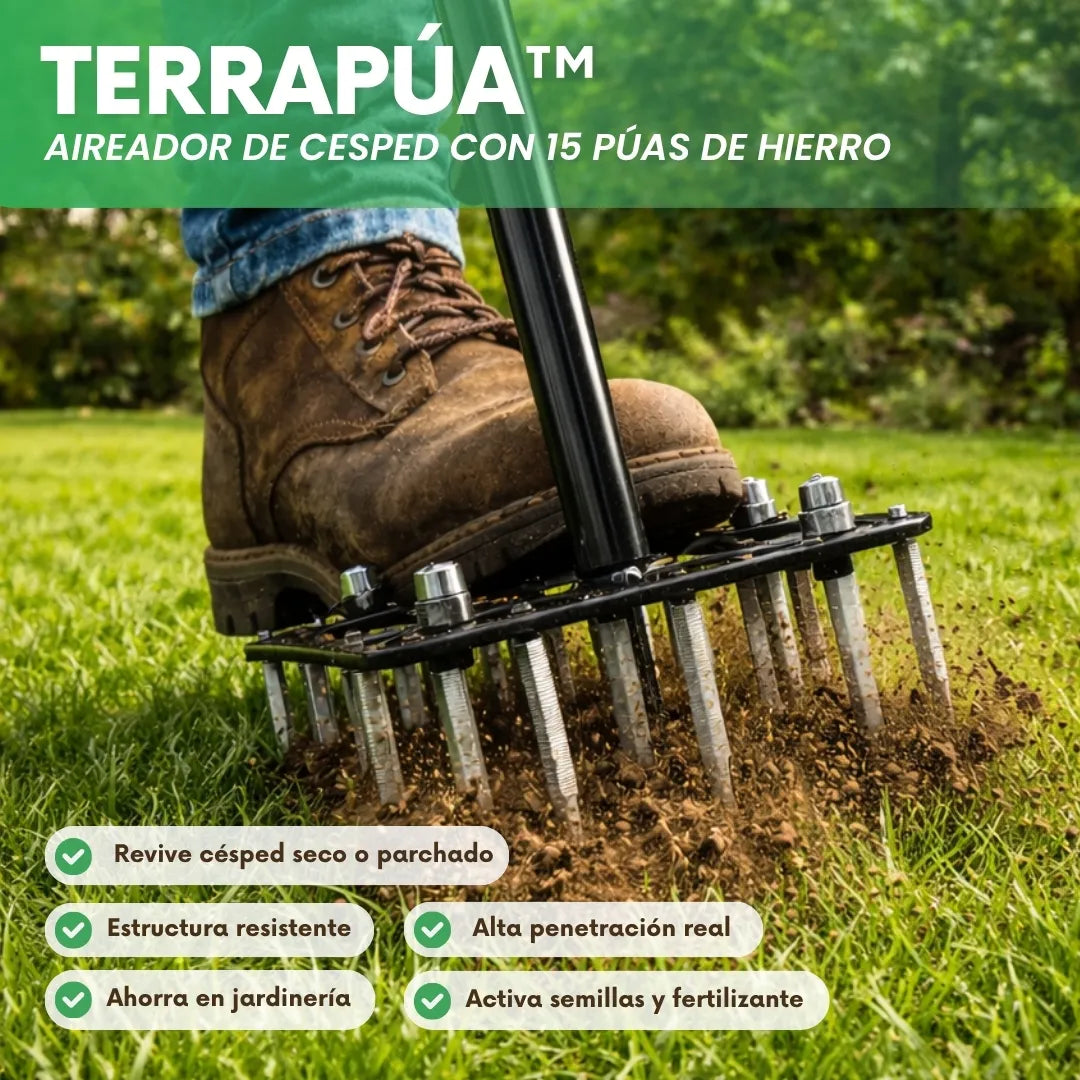 TerraPúa™ - Aireador de cesped con 15 púas de hierro