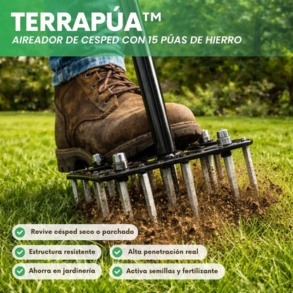 TerraPúa™ - Aireador de cesped con 15 púas de hierro