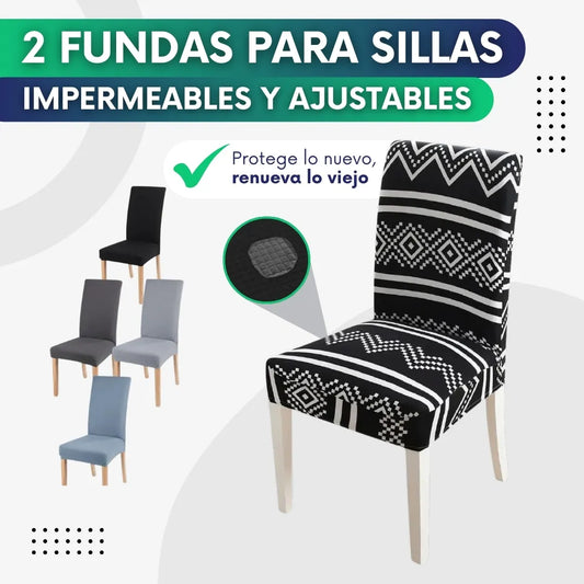 Pack x2 Fundas para sillas impermeables y ajustables