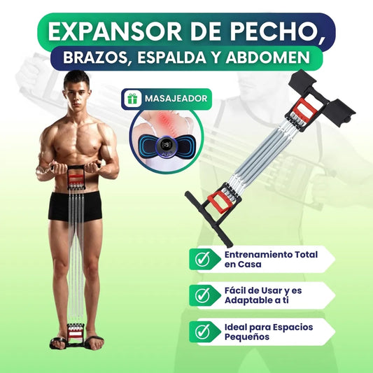 Expansor de pecho, brazos, espalda y abdomen + Masajeador de regalo