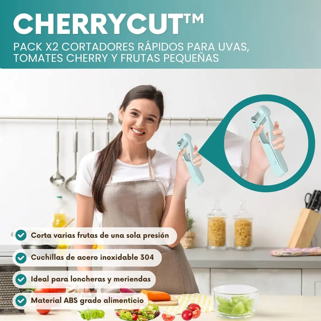 CherryCut™ - Pack x2 Cortadores rápidos para uvas, tomates cherry y frutas pequeñas
