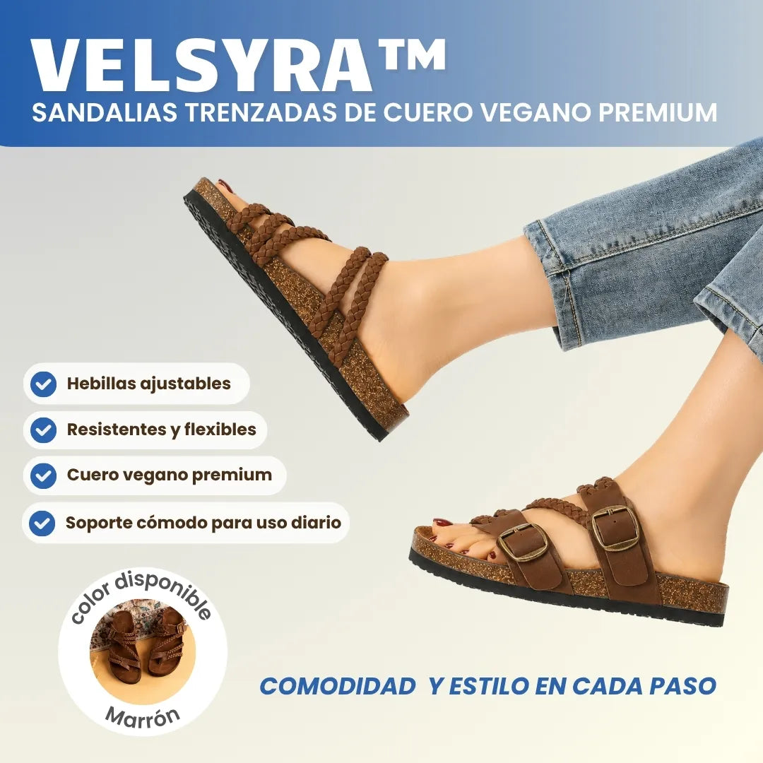 VELSYRA™ - Sandalias trenzadas de cuero vegano premium