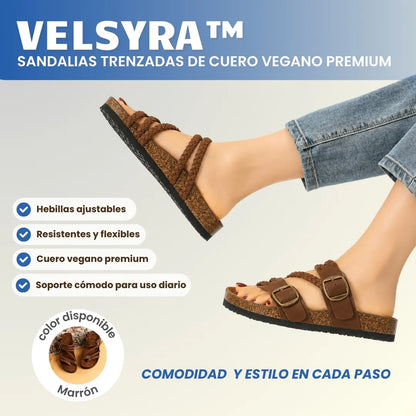 VELSYRA™ - Sandalias trenzadas de cuero vegano premium