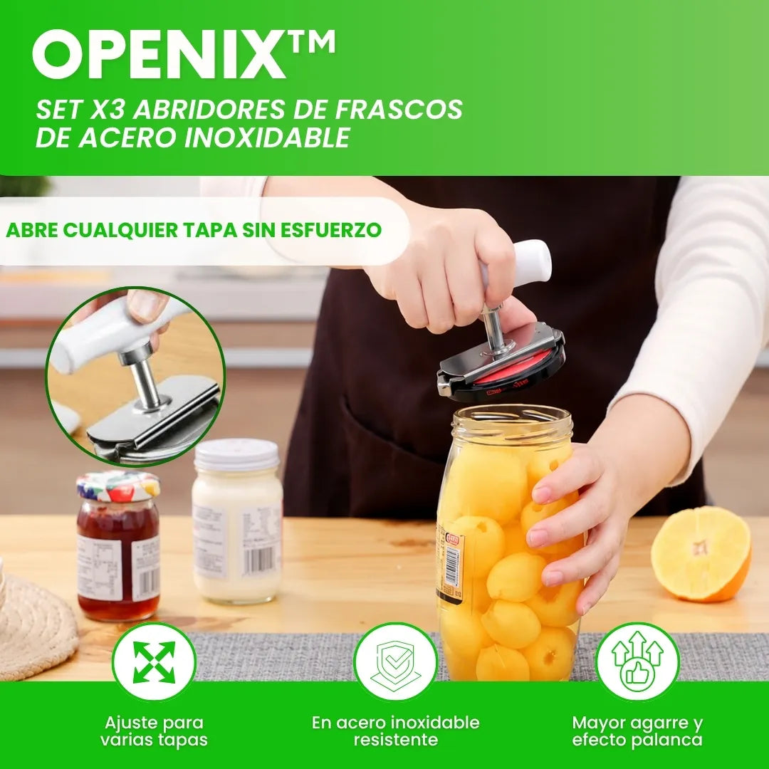 Openix™ - Set x3 abridores de frascos de acero inoxidable