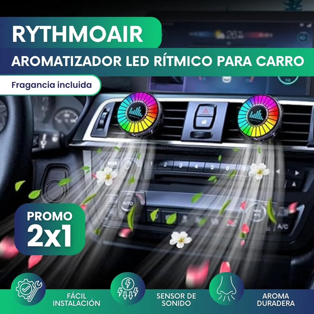 RythmoAir™ - Aromatizador LED RGB Rítmico para carro - 2x1