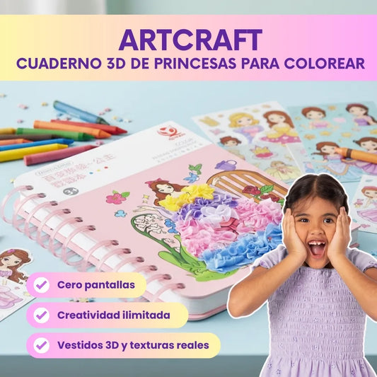 ArtCraft™ – Cuaderno 3D de Diseño y Coloreo de Princesas