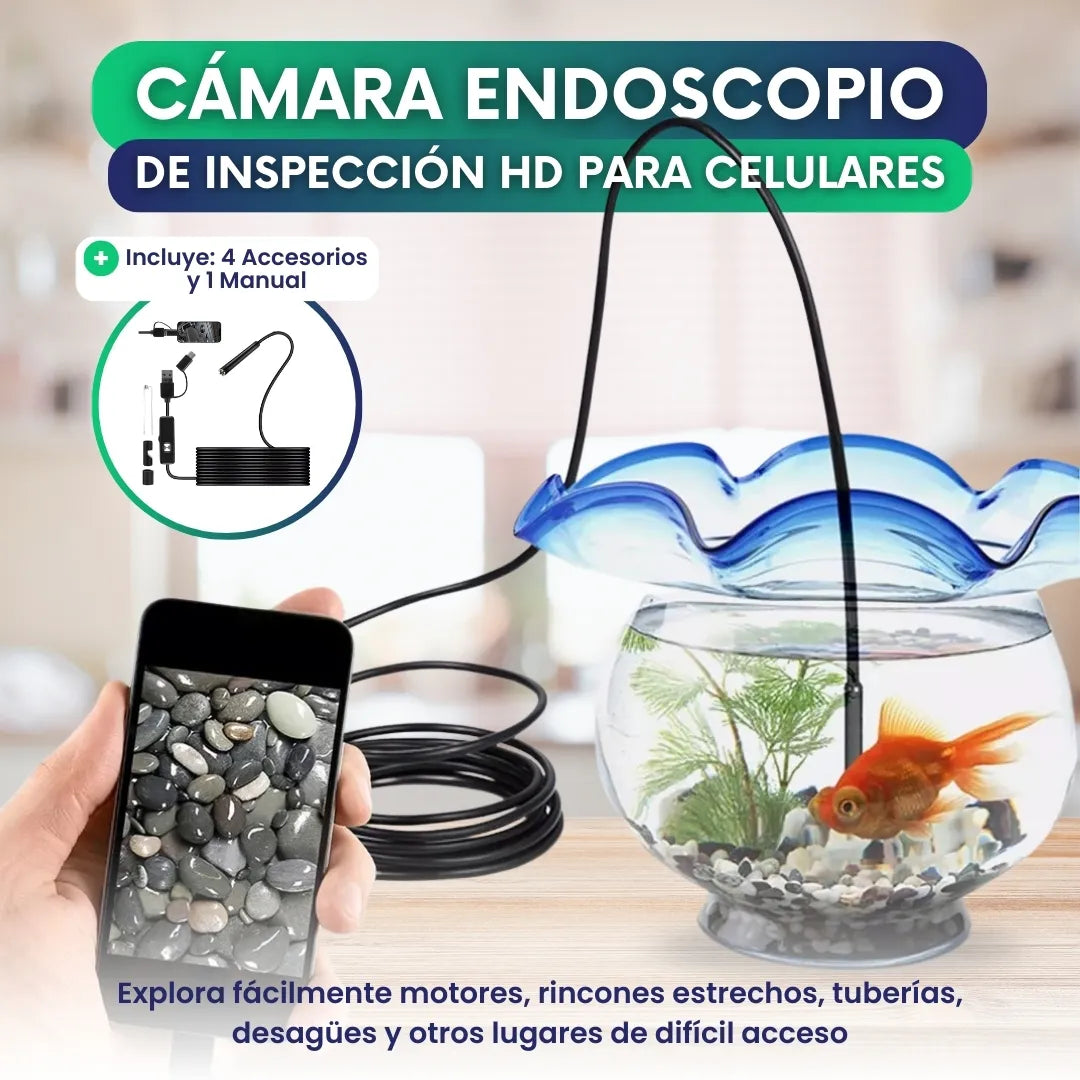 Cámara endoscopio de inspección HD para celulares - 1 metro