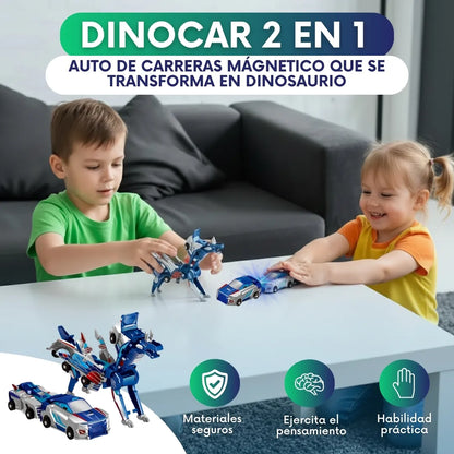 DinoCar 2 en 1 – Auto de Carreras magnético que se Transforma en Dinosaurio