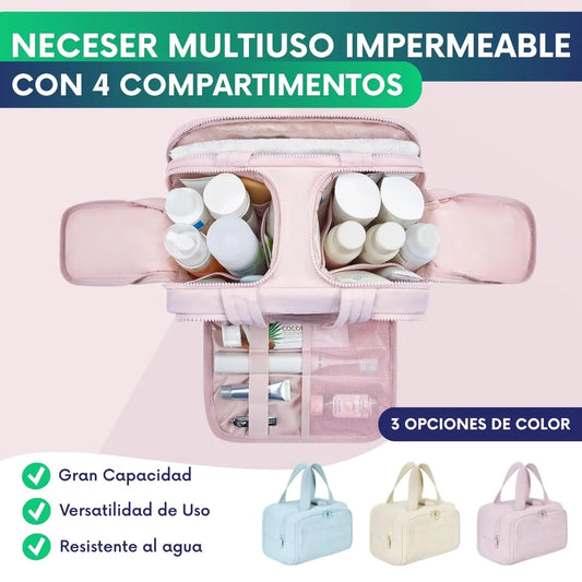 Neceser multiuso impermeable con 4 compartimentos