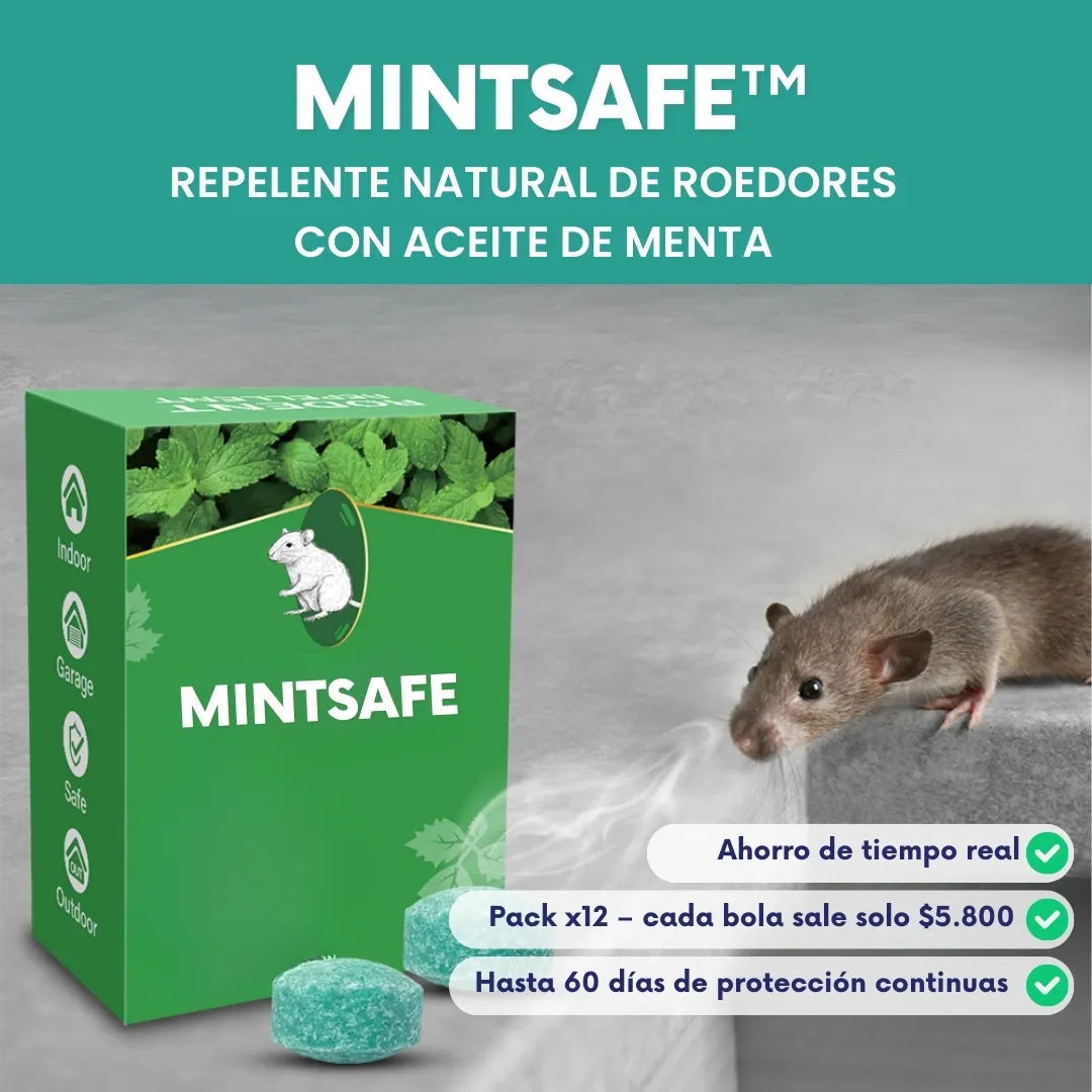 MintSafe™ - Pack x 12 Bolas repelente de roedores - 100% naturales con aceite de menta