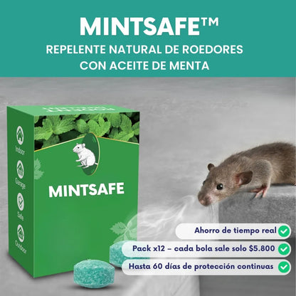 MintSafe™ - Pack x 12 Bolas repelente de roedores - 100% naturales con aceite de menta