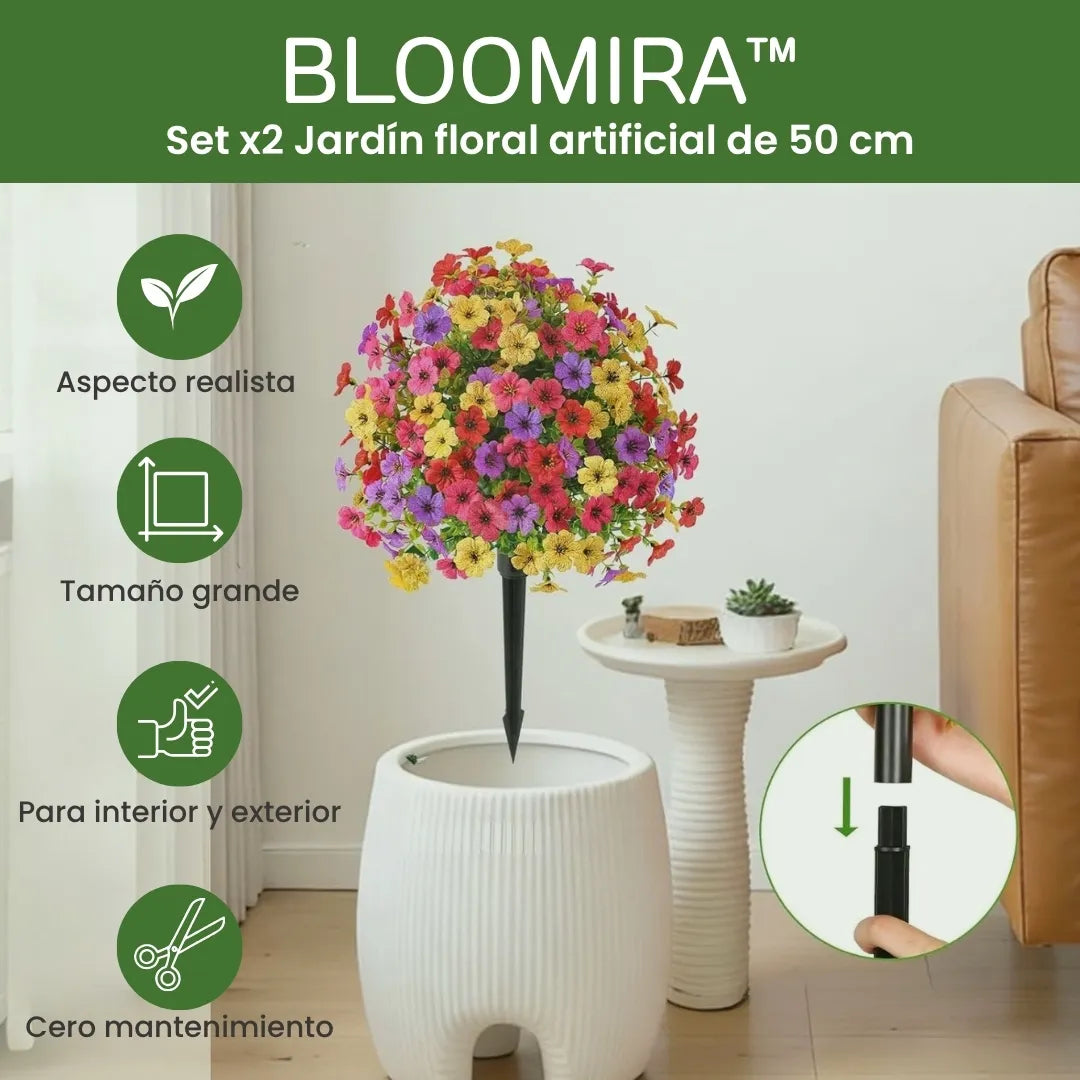 Bloomira™ - Set x2 jardín floral artificial de 50cm ultra realista
