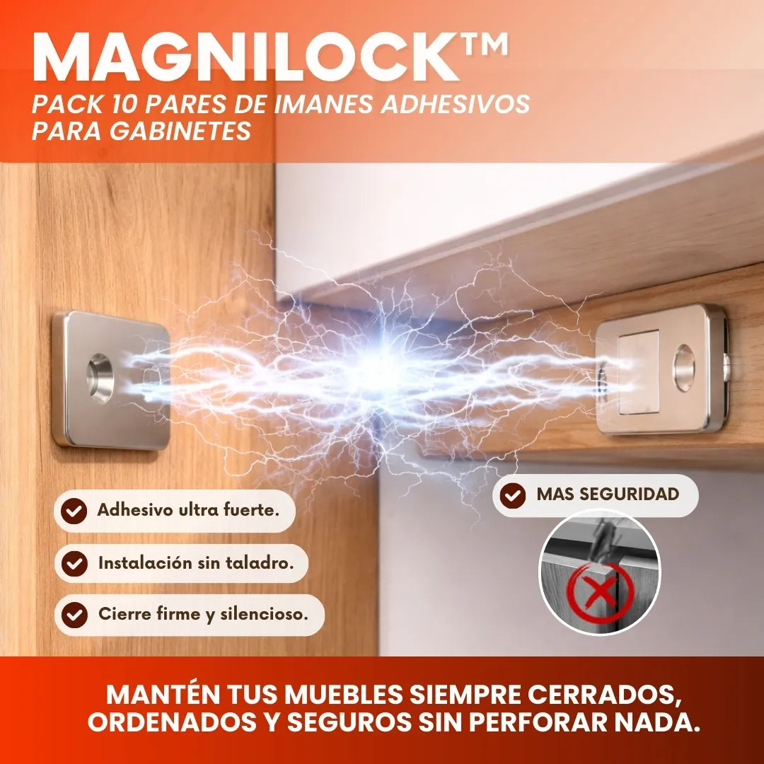 MagniLock™ - Pack 10 pares de imanes adhesivos para gabinetes
