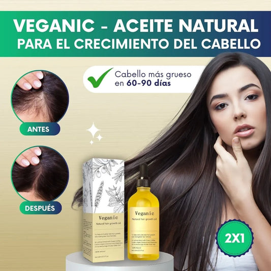 Veganic - Aceite natural para el crecimiento del cabello - LLEVA 2 / PAGA 1