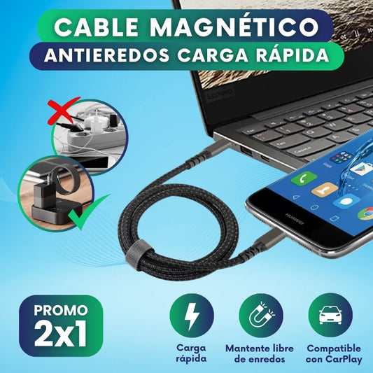 Cable magnético antieredos Carga rápida - 2x1
