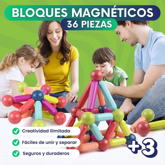 Bloques magnéticos 32 piezas + Libro Digital 🎁