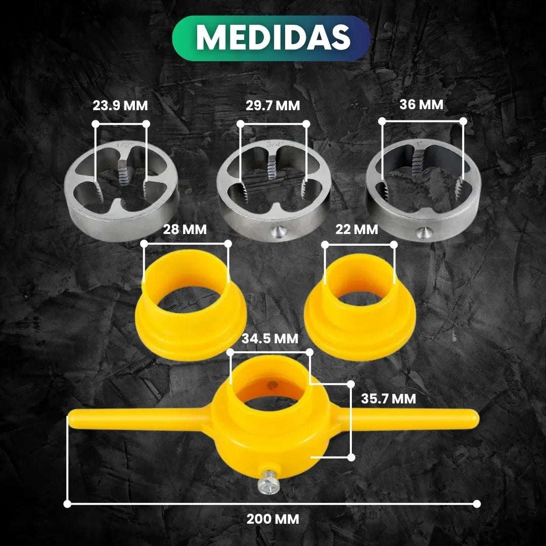 Kit de roscas manual para tubos plásticos (6 piezas)