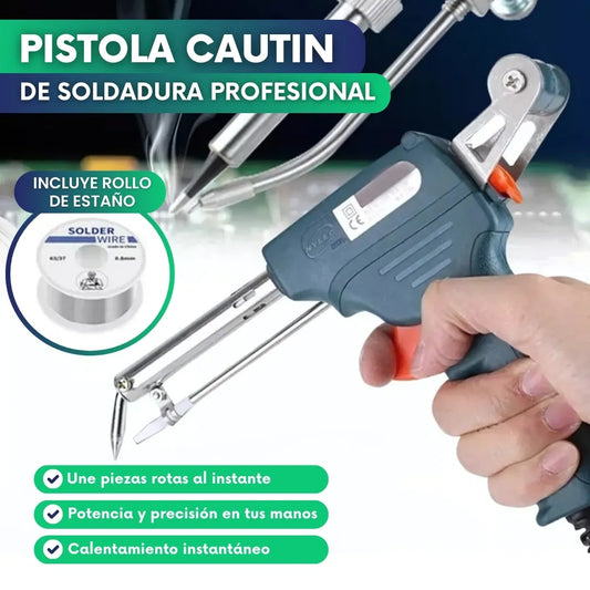 Pistola cautin de soldadura profesional + rollo de estaño
