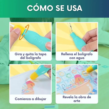 Libro mágico reutilizable de agua para colorear + Bolígrafo I 2x1