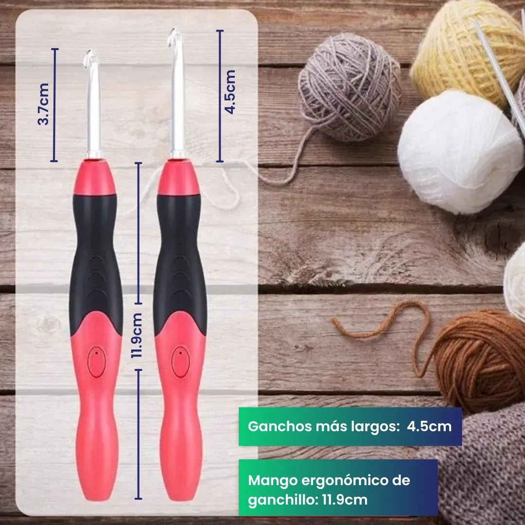 Set Crochet con 11 cabezales intercambiables y luz led