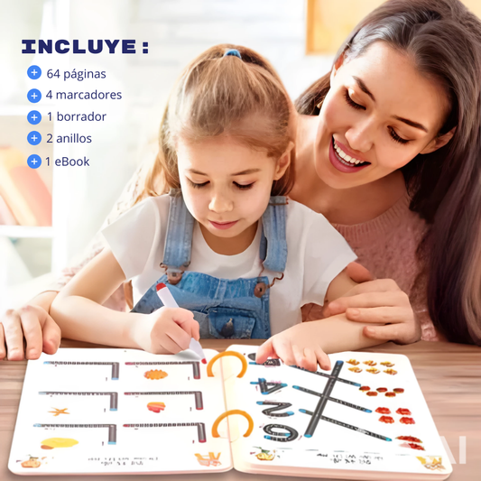 Libro Montessori mágico de trazos reutilizable + eBook 🎁