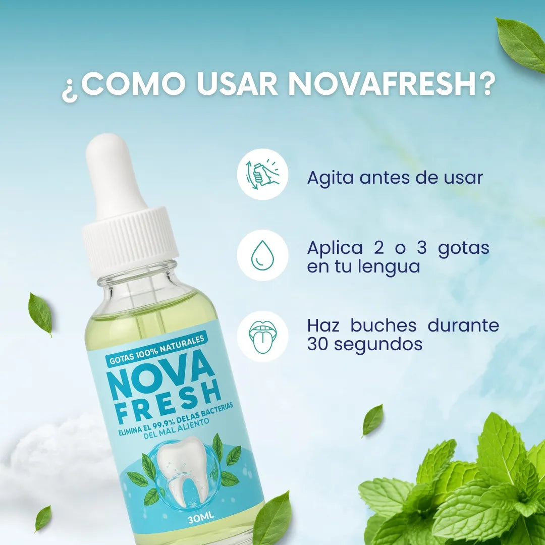 Novafresh - Gotas naturales para el aliento 2x1 + eBook 🎁
