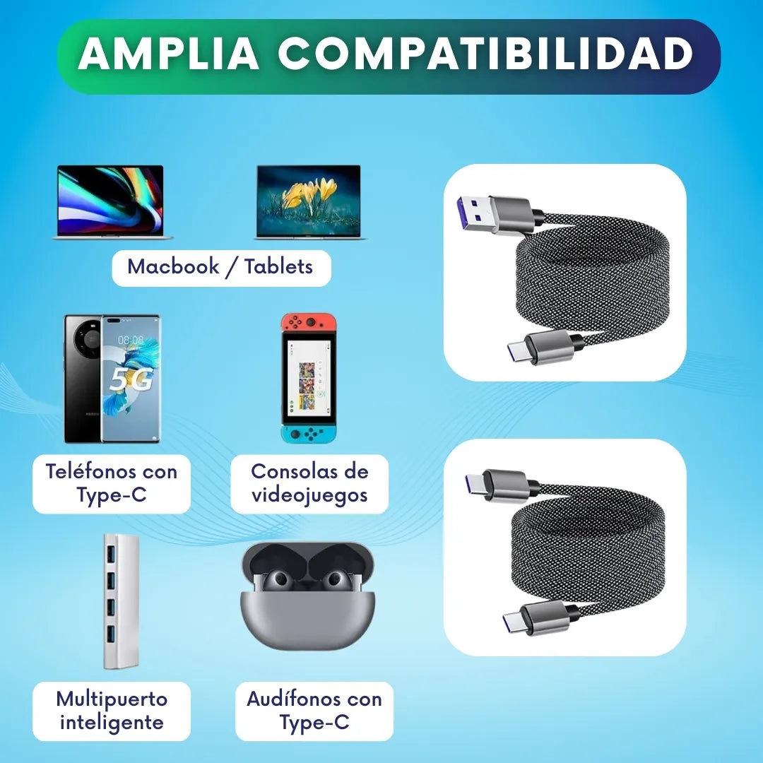 Cable magnético antieredos Carga rápida - 2x1
