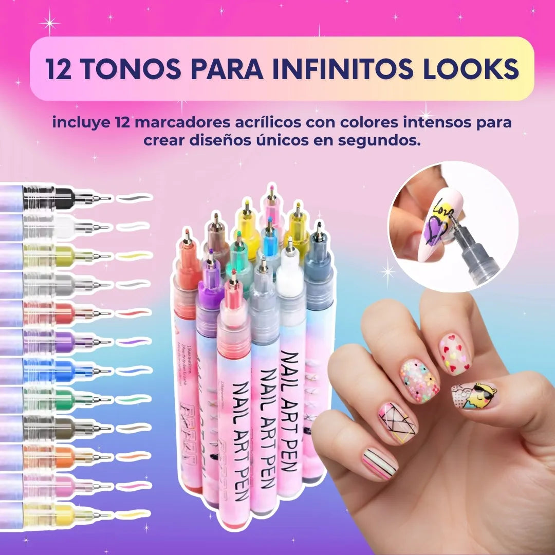 NailArt™ - Set de 12 marcadores acrílicos para decorar uñas