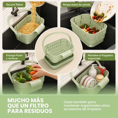 DrainFlex™ – Pack x3 Canastas Escurridoras Plegables y Extensibles para Fregadero