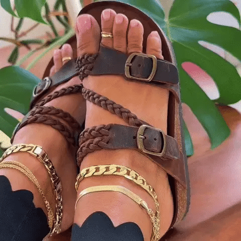 VELSYRA™ - Sandalias trenzadas de cuero vegano premium