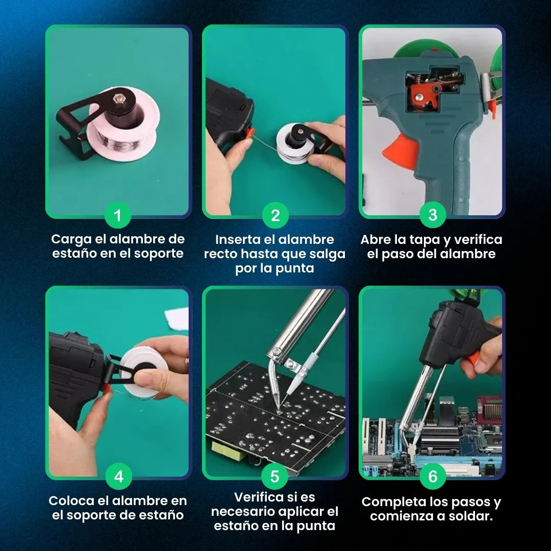 Pistola cautin de soldadura profesional + rollo de estaño