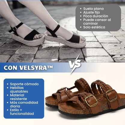 VELSYRA™ - Sandalias trenzadas de cuero vegano premium