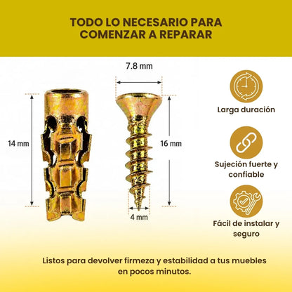 FixHole™ - Kit Reparador para agujeros barridos (20 Anclajes + 20 Tornillos)