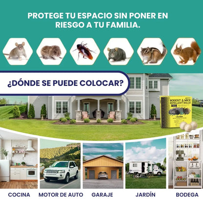 MintSafe™ - Pack x 12 Bolas repelente de roedores - 100% naturales con aceite de menta