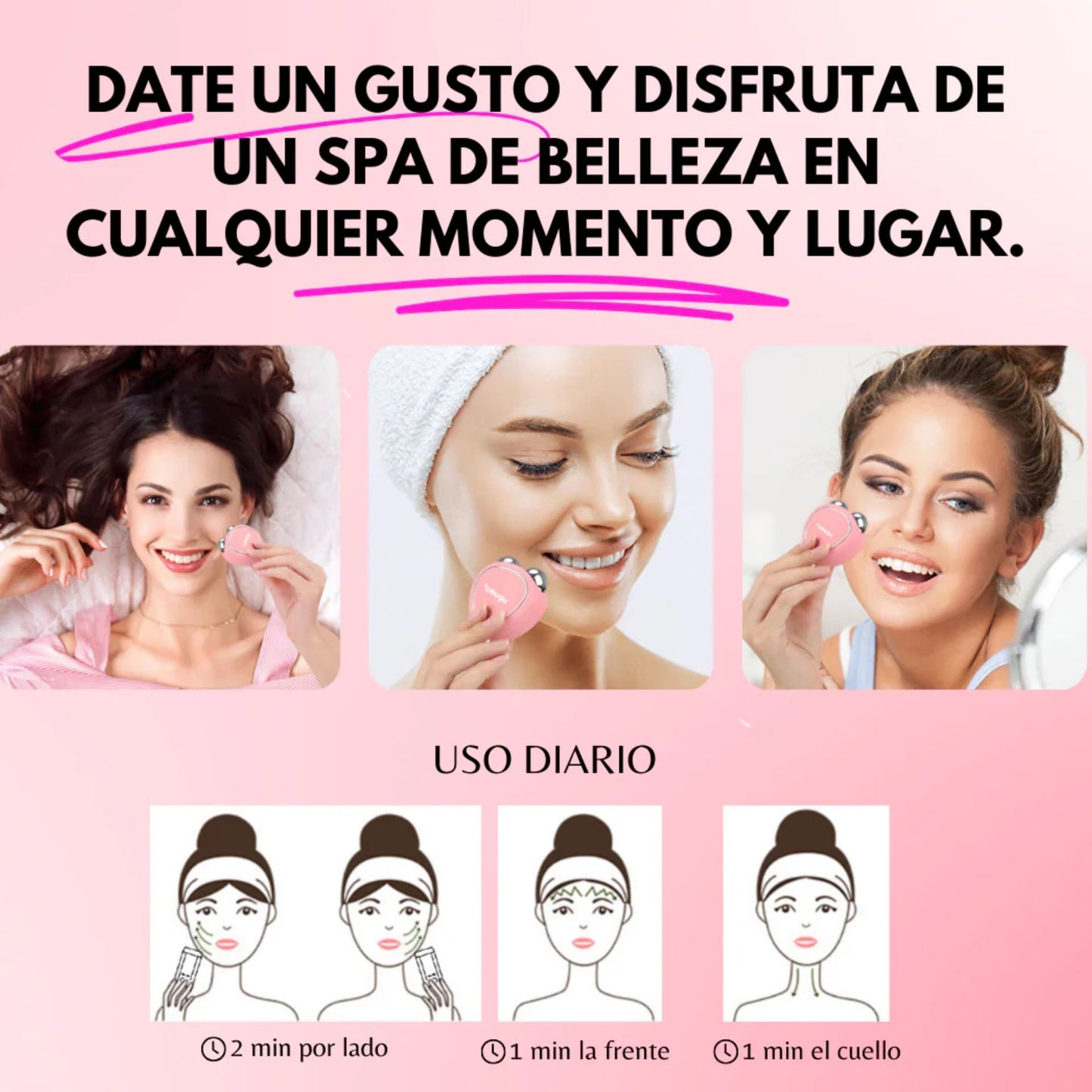 Masajeador facial Microcorriente -  Rostro perfilado y rejuvenecido en 5 minutos 💆‍♀️