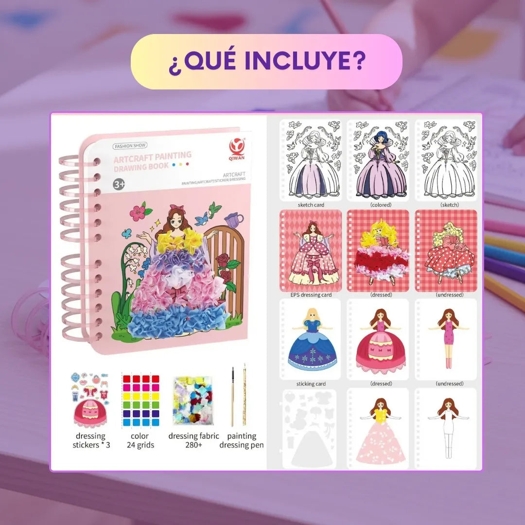 ArtCraft™ – Cuaderno 3D de Diseño y Coloreo de Princesas