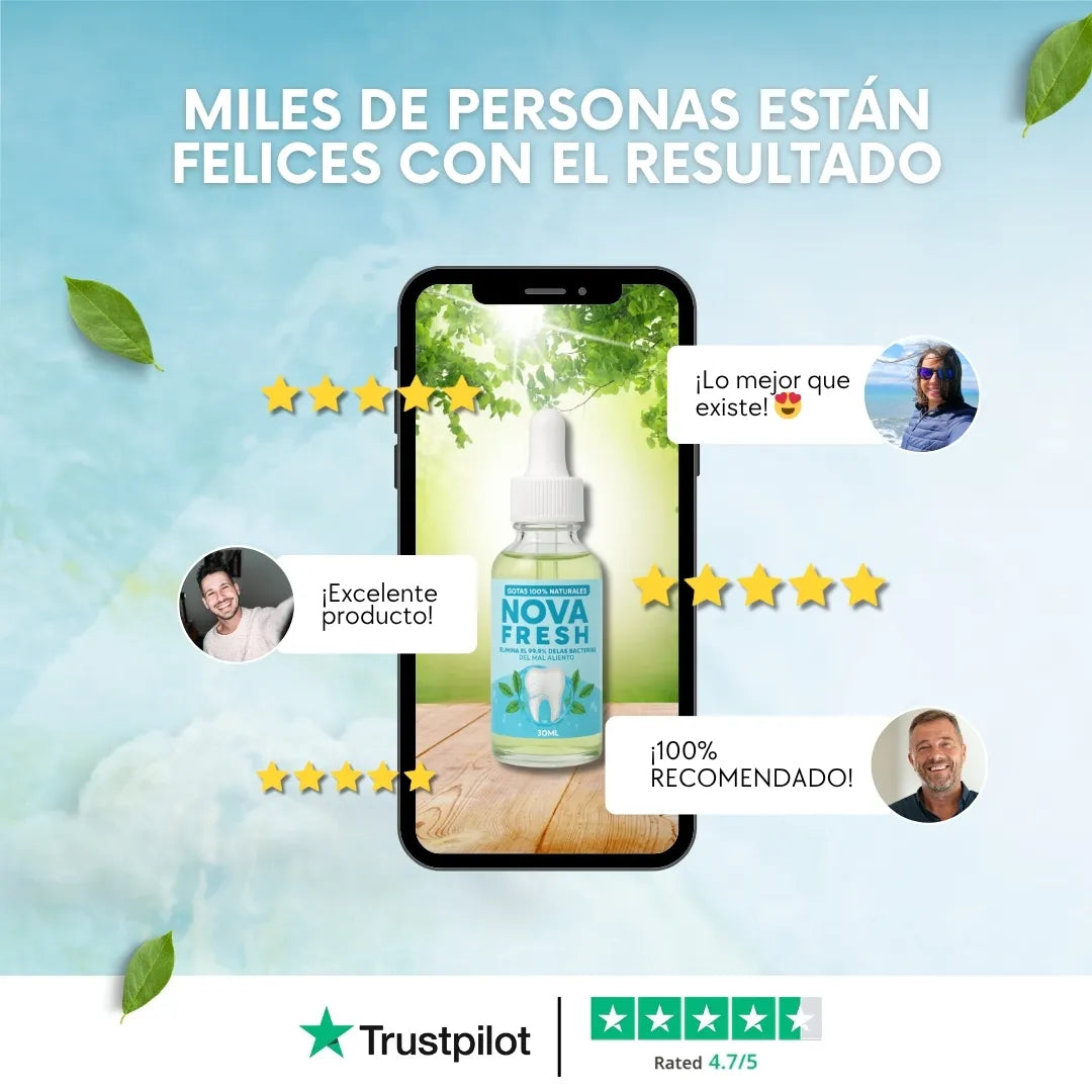 Novafresh - Gotas naturales para el mal aliento + eBook 🎁