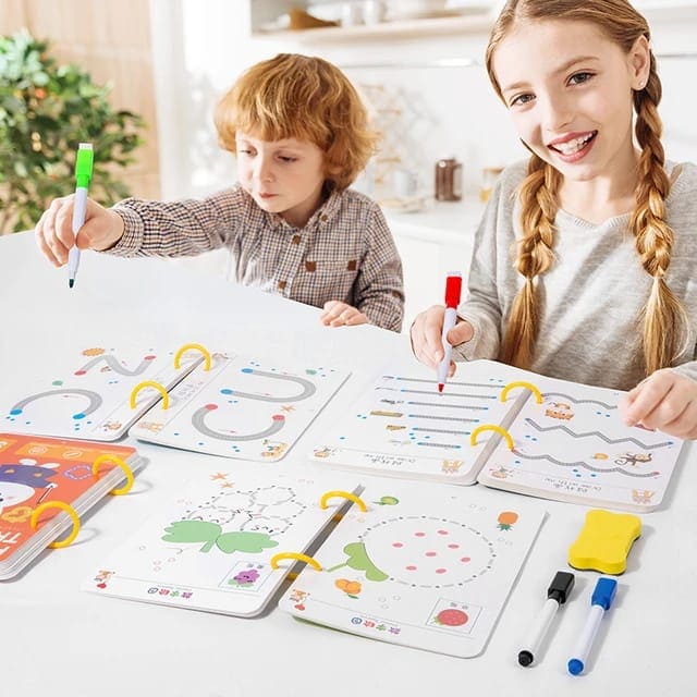 Libro Montessori mágico de trazos reutilizable + eBook 🎁